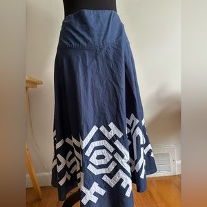 MICHAEL Michael Kors navy and white cotton midi skirt